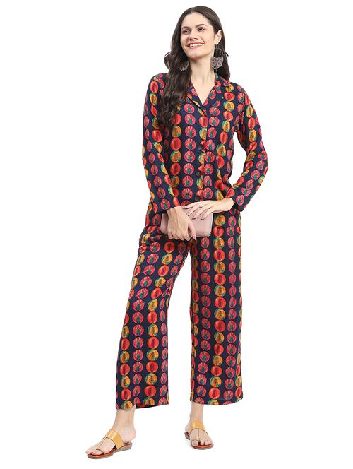 women navy blue printed co-ord sets - 21029690 - Very Small Image - 1