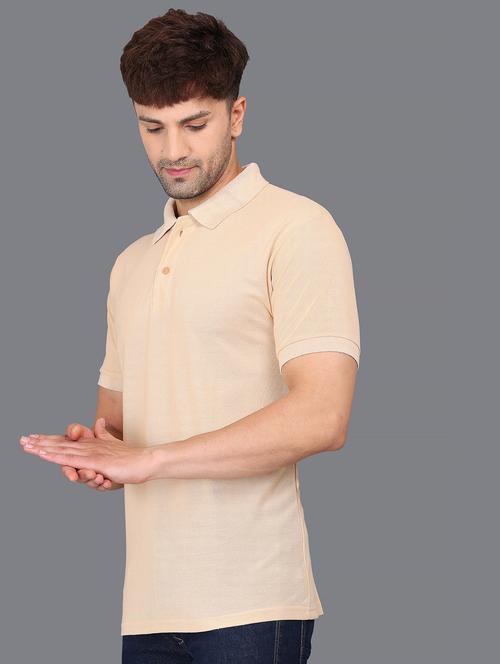 cream cotton blend plain tshirt - 21029903 - Very Small Image - 1