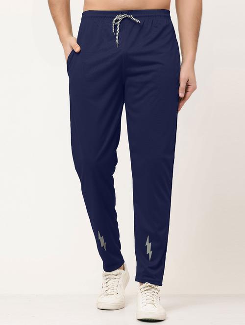 navy blue polyester  full length track pant - 21029976 - Very Small Image - 1