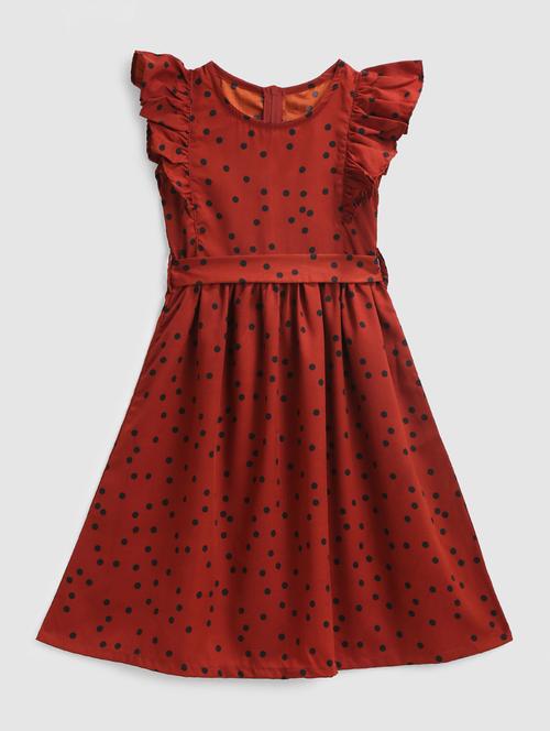 maroon polka dots frock - 21031655 - Very Small Image - 1