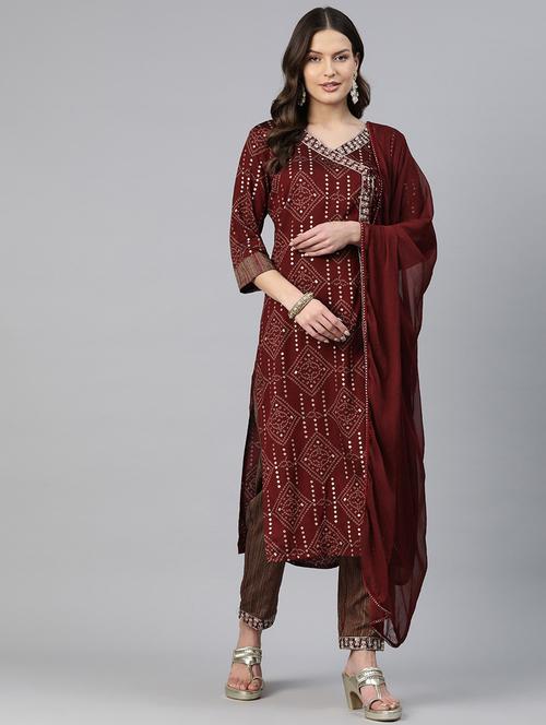 women three quarter sleeve kurta pant with dupatta set - 21031692 - Very Small Image - 1