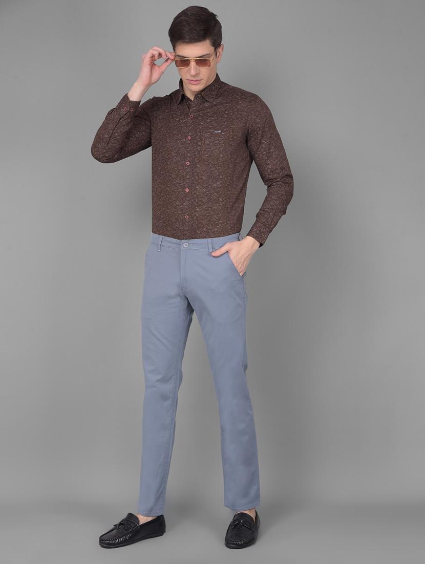 grey cotton blend chinos casual trousers - 21031772 - Zoom Image - 4