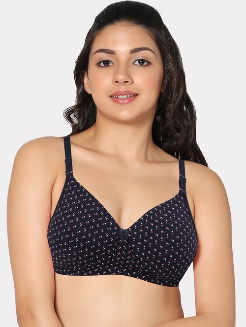 navy blue cotton blend push up bra - 21032303 - Very Small Image - 1