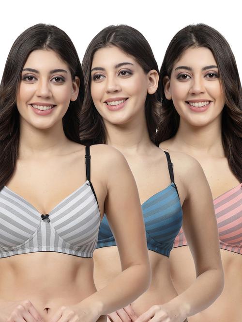 pack of 3 striped t-shirt bras - 21033437 - Very Small Image - 1