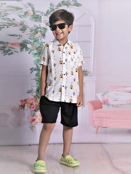 boys printed shorts & shirt set  - 21033478 - Very Small Image - 1