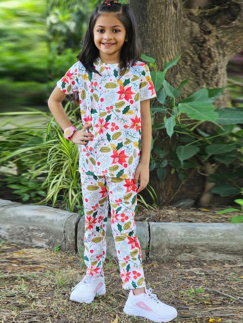 girls printed t-shirt and pajama set - 21033524 - Very Small Image - 1
