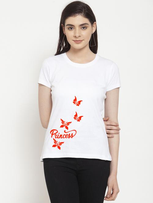 women round neck placement print t-shirt - 21034275 - Very Small Image - 1