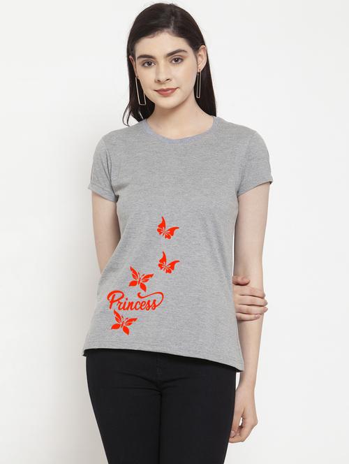 women round neck placement print t-shirt - 21034276 - Very Small Image - 1