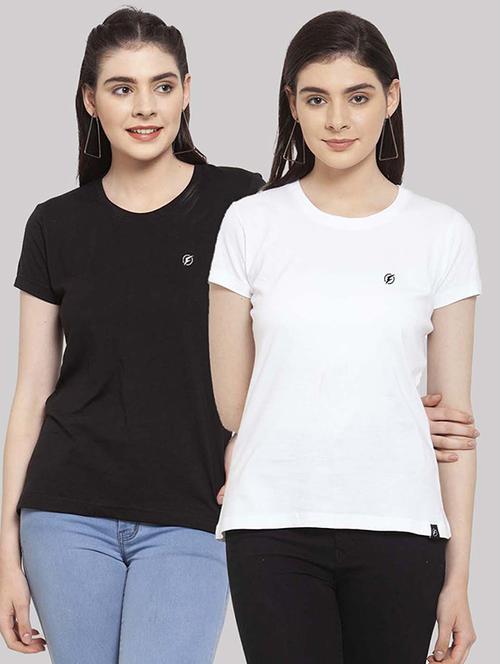 women pack of 2 solid short sleeves t-shirt - 21034362 - Very Small Image - 1