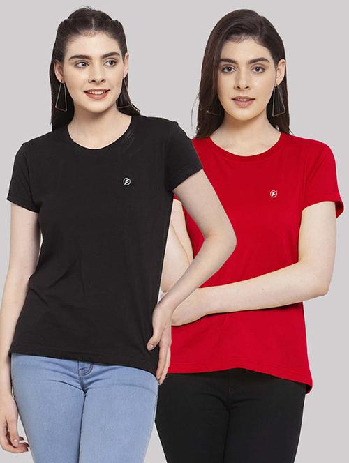 women pack of 2 solid short sleeves t-shirt - 21034363 - Very Small Image - 1