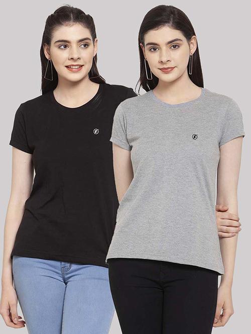women pack of 2 solid short sleeves t-shirt - 21034364 - Very Small Image - 1