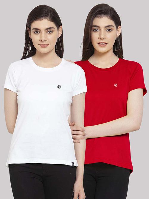 women pack of 2 solid short sleeves t-shirt - 21034366 - Very Small Image - 1