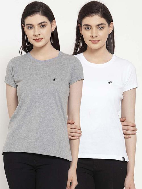 women pack of 2 solid short sleeves t-shirt - 21034367 - Very Small Image - 1