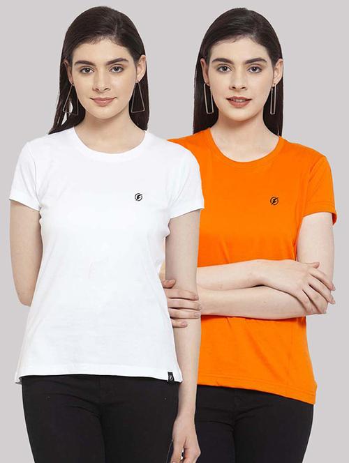 women pack of 2 solid short sleeves t-shirt - 21034369 - Very Small Image - 1