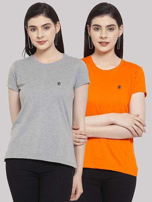 women pack of 2 solid short sleeves t-shirt - 21034375 - Very Small Image - 1