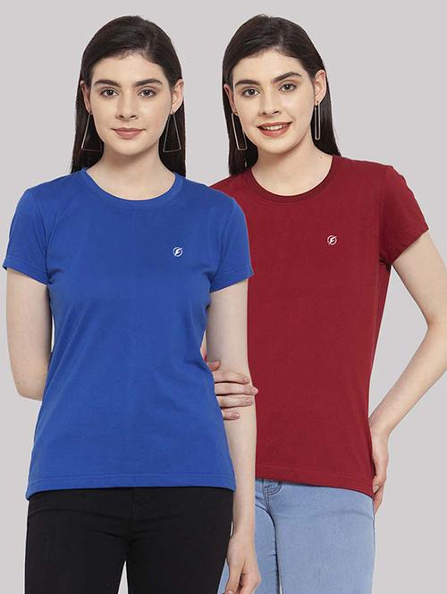 women pack of 2 solid short sleeves t-shirt - 21034379 - Very Small Image - 1