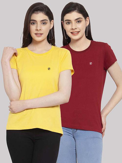 women pack of 2 solid short sleeves t-shirt - 21034382 - Very Small Image - 1