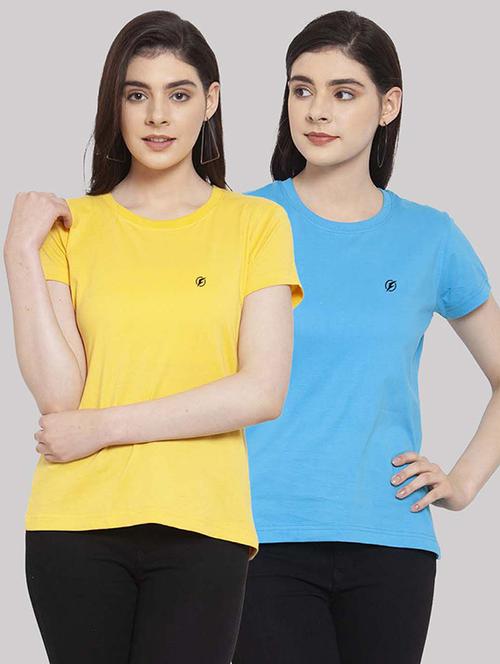 women pack of 2 solid short sleeves t-shirt - 21034384 - Very Small Image - 1