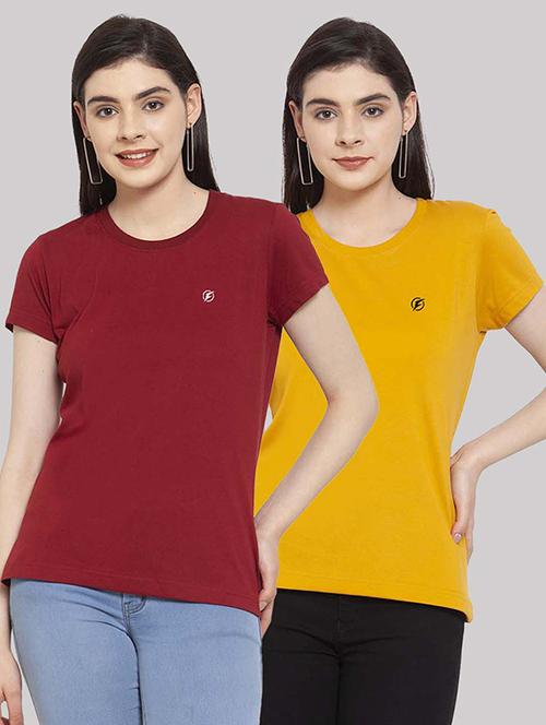 women pack of 2 solid short sleeves t-shirt - 21034391 - Very Small Image - 1