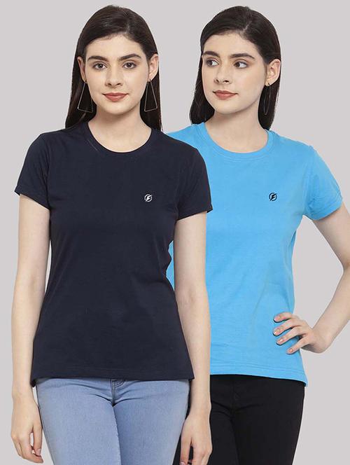 women pack of 2 solid round neck t-shirt - 21034397 - Very Small Image - 1