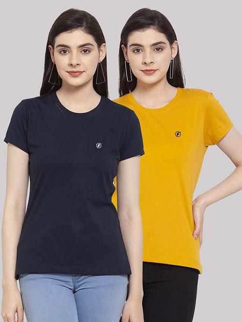 women pack of 2 solid round neck t-shirt - 21034398 - Very Small Image - 1