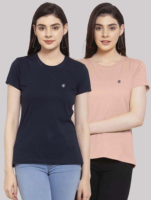 women pack of 2 solid round neck t-shirt - 21034399 - Very Small Image - 1