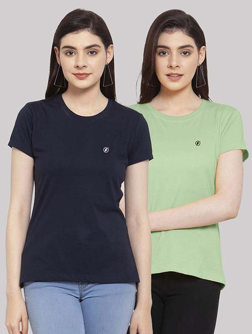 women pack of 2 solid round neck t-shirt - 21034400 - Very Small Image - 1