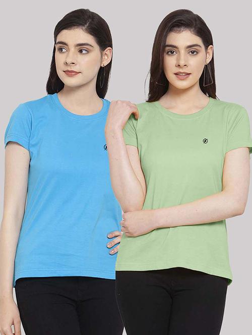 women pack of 2 solid round neck t-shirt - 21034402 - Very Small Image - 1
