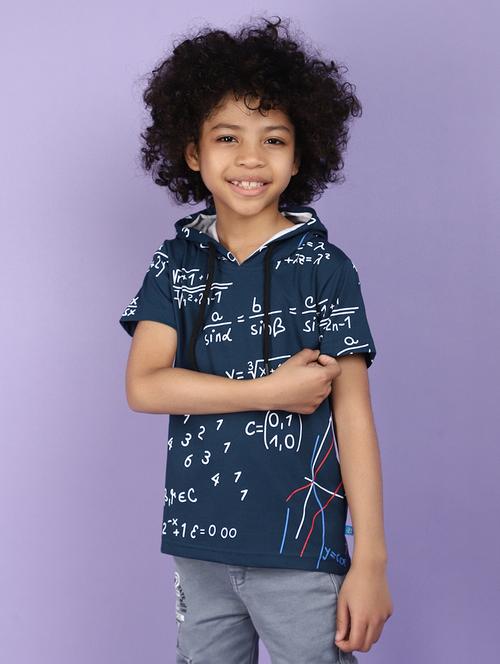 boys hooded typographic regular t-shirt - 21035009 - Very Small Image - 1