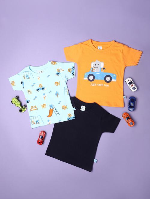 Boys Round Neck Printed Set Of 3 T-shirt - 21035125 - Very Small Image - 1