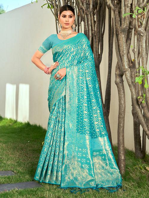 women self design banarasi saree with blouse - 21036424 - Very Small Image - 1