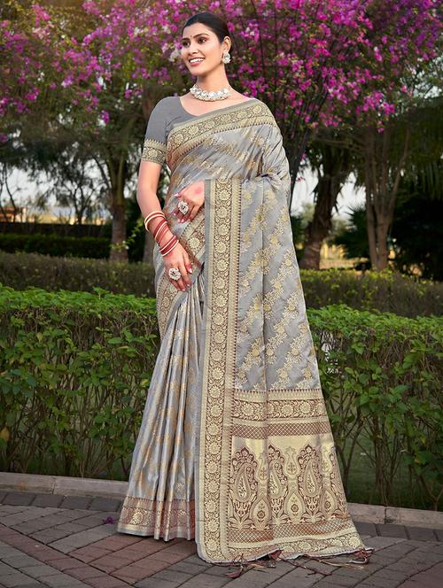 women self design banarasi saree with blouse - 21036471 - Very Small Image - 1