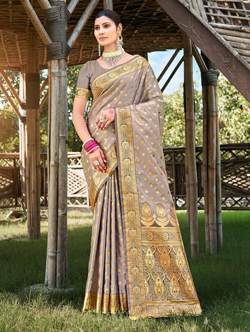 women self design banarasi saree with blouse - 21036480 - Very Small Image - 1