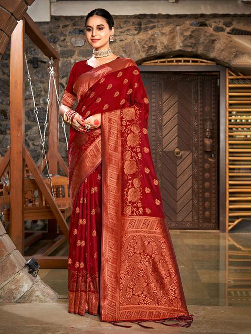 women self design banarasi saree with blouse - 21036485 - Very Small Image - 1