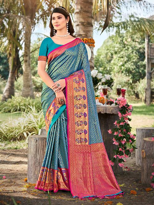 women self design banarasi saree with blouse - 21036492 - Very Small Image - 1