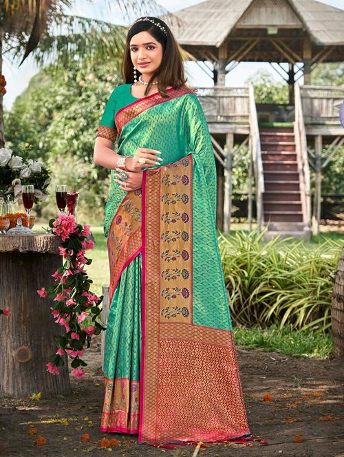 women self design banarasi saree with blouse - 21036493 - Very Small Image - 1