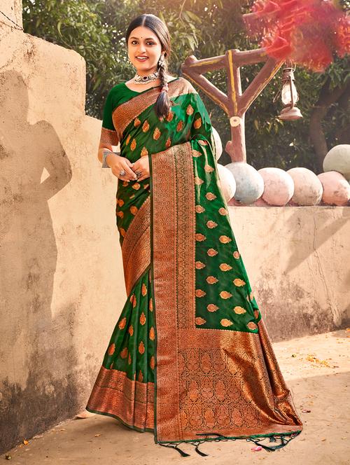 women self design banarasi saree with blouse - 21036624 - Very Small Image - 1
