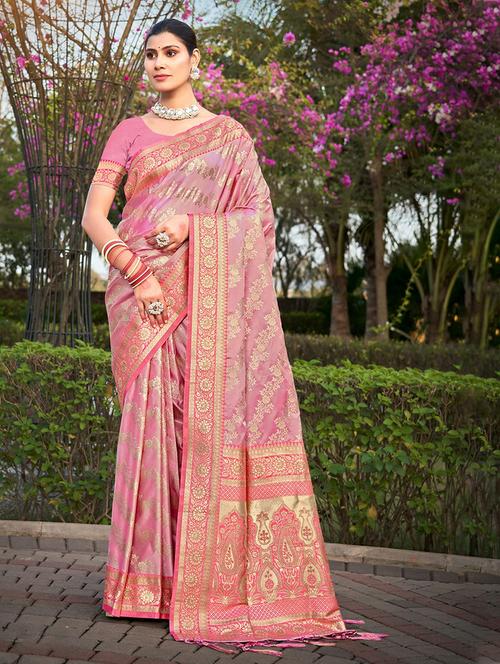 women self design banarasi saree with blouse - 21036640 - Very Small Image - 1
