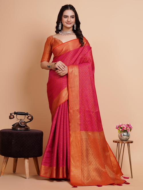 women self design banarasi saree with blouse - 21036844 - Very Small Image - 1