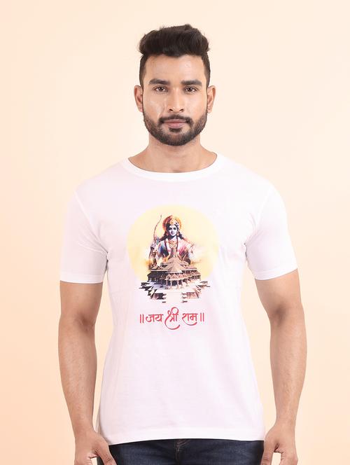 men round neck front printed t-shirt - 21040348 - Very Small Image - 1