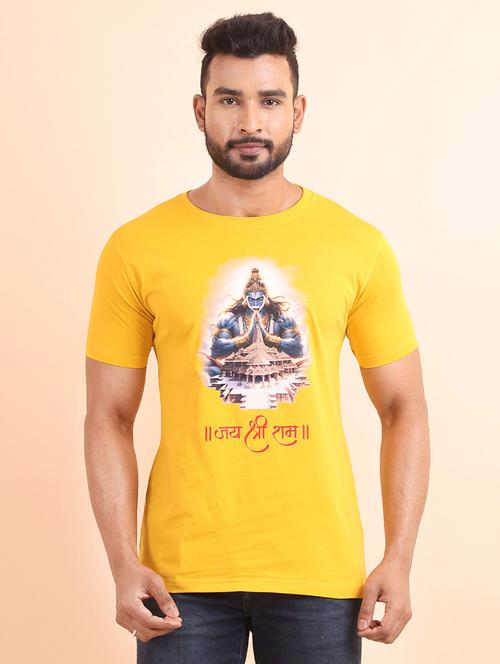 men round neck front printed t-shirt - 21040352 - Very Small Image - 1