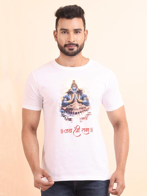 men round neck front printed t-shirt - 21040354 - Very Small Image - 1