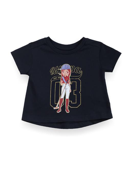 navy blue front printed casual tee - 21048730 - Very Small Image - 1