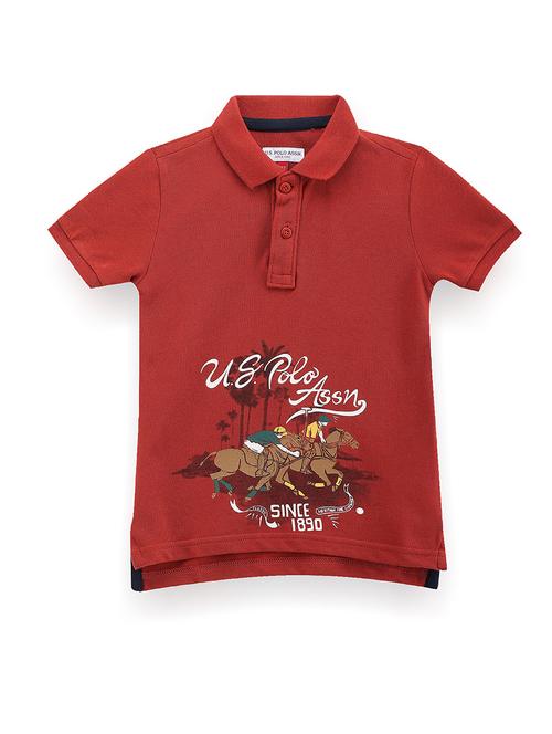 red front printed polo t-shirt - 21050475 - Very Small Image - 1