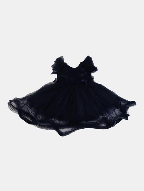 navy blue self design detailed frock - 21050744 - Very Small Image - 1