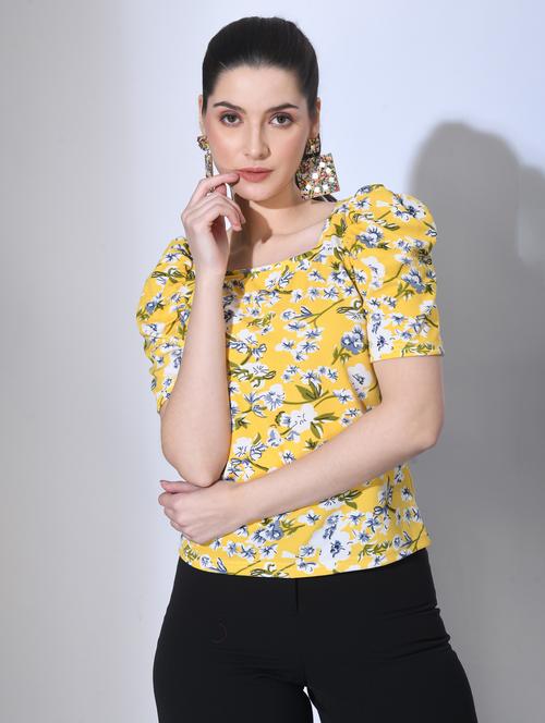 women florals printed puff sleeves top - 21052358 - Very Small Image - 1
