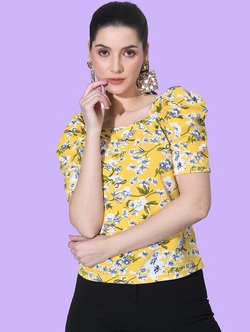 women florals printed puff sleeves top - 21052359 - Very Small Image - 1