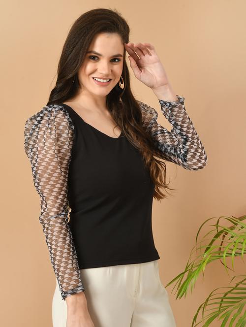 women solids long sleeves top - 21052501 - Very Small Image - 1