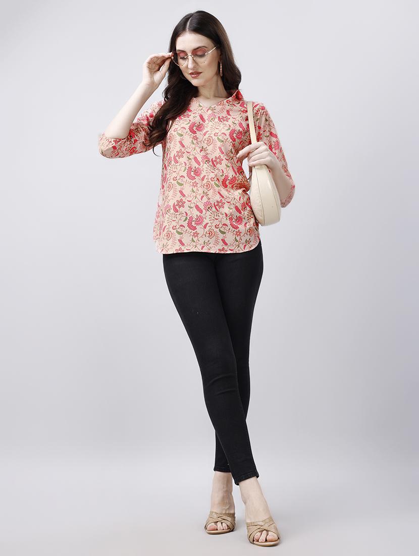 women pink floral printed casual top - 21052651 - Zoom Image - 3