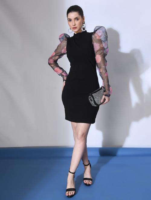 women black floral print detailed dress - 21052903 - Very Small Image - 1